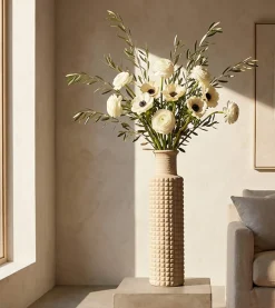 Oggettistica > Dmora Vaso Finitura Effetto Sabbia Diametro 18 cm, - Fatenoti Beige