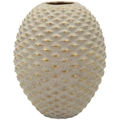 Oggettistica > Dmora Vaso Beige oro Finitura Geometrica a Rilievo Colore Struttura oro, Diametro 8.5 cm - Dabari Oro, Beige