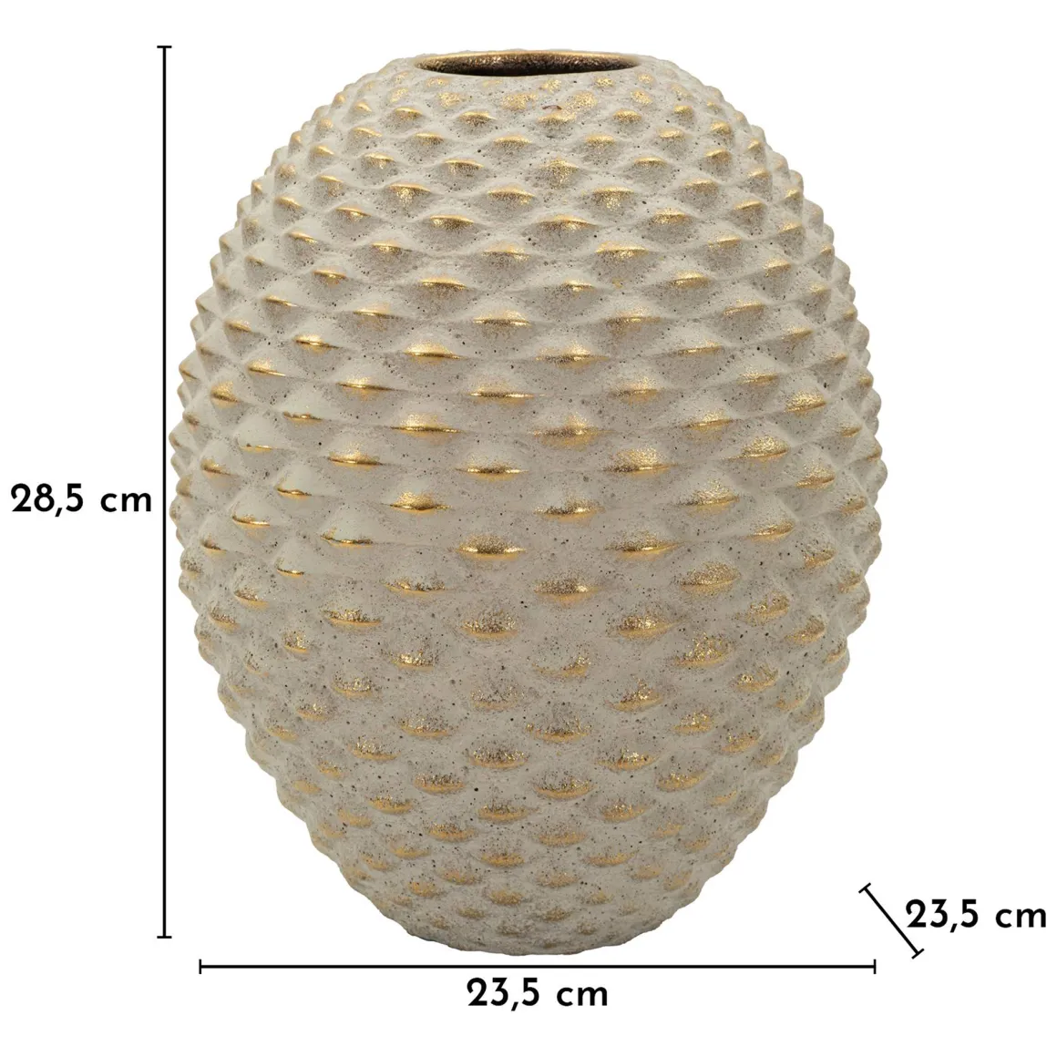 Vaso Beige oro Finitura Geometrica a Rilievo Colore Struttura oro, Diametro 7 cm - Faso