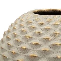Vaso Beige oro Finitura Geometrica a Rilievo Colore Struttura oro, Diametro 7 cm - Faso