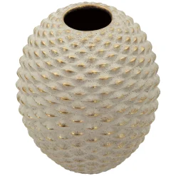 Vaso Beige oro Finitura Geometrica a Rilievo Colore Struttura oro, Diametro 7 cm - Faso