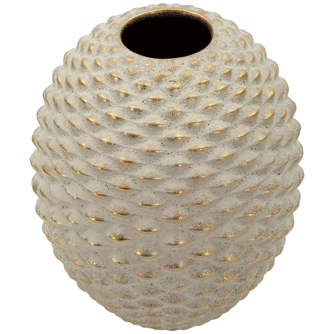 Vaso Beige oro Finitura Geometrica a Rilievo Colore Struttura oro, Diametro 7 cm - Faso