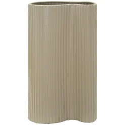 Vaso Beige Superficie Ondulata con Finitura Opaca, - Fase