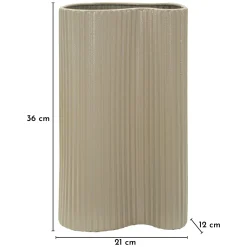 Vaso Beige Superficie Ondulata con Finitura Opaca, - Fase