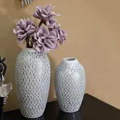 Vaso Bianco Argento Colore Struttura Argento Diametro 7 cm, - Elian