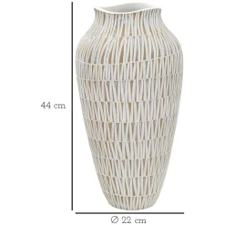 Oggettistica > Dmora Vaso Bianco Beige Colore Struttura Beige Diametro 12 cm, - Rugero Beige, Bianco