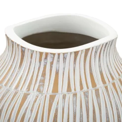 Oggettistica > Dmora Vaso Bianco Beige Colore Struttura Beige Diametro 12 cm, - Rugero Beige, Bianco