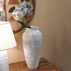 Vaso Bianco Beige Colore Struttura Beige Diametro 12 cm, - Sighn