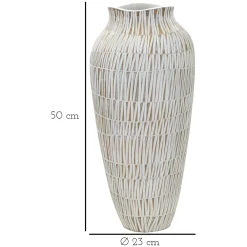 Oggettistica > Dmora Vaso Bianco Beige Colore Struttura Beige Diametro 22 cm, - Naldo Beige, Bianco