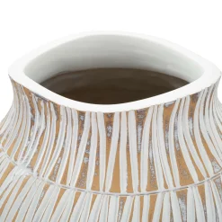 Oggettistica > Dmora Vaso Bianco Beige Colore Struttura Beige Diametro 22 cm, - Naldo Beige, Bianco