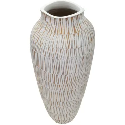 Oggettistica > Dmora Vaso Bianco Beige Colore Struttura Beige Diametro 22 cm, - Naldo Beige, Bianco