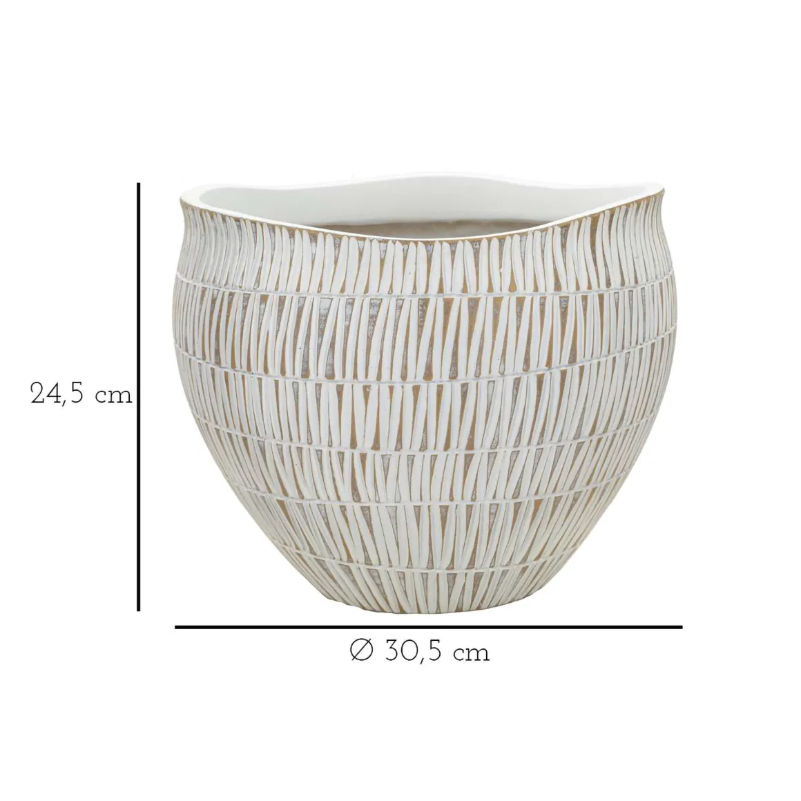 Vaso Bianco Beige Colore Struttura Beige Diametro 26.5 cm, - Celso