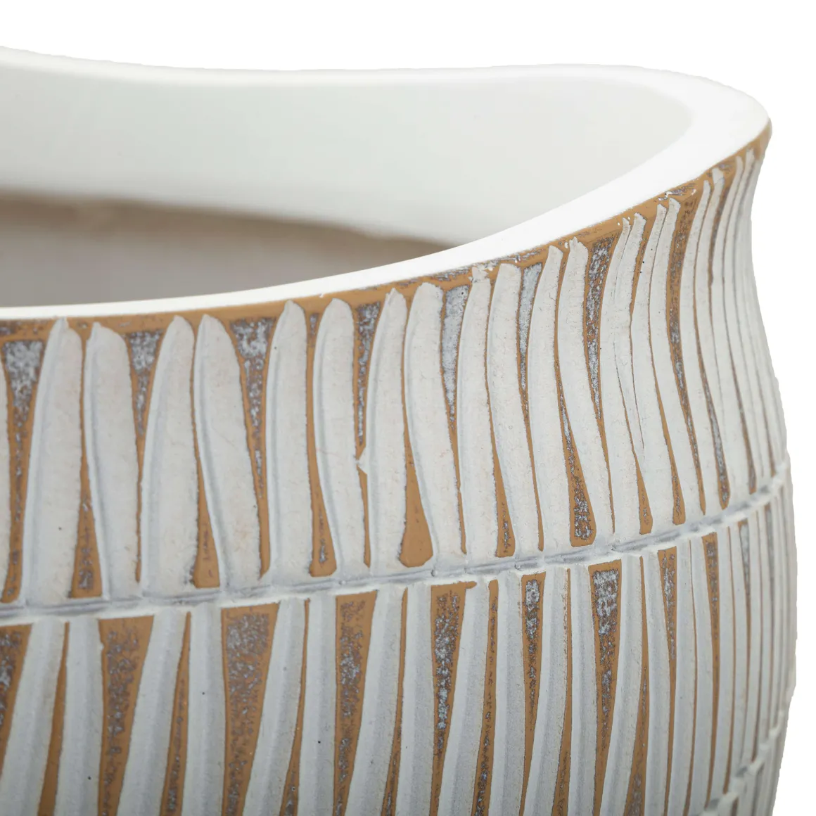 Vaso Bianco Beige Colore Struttura Beige Diametro 26.5 cm, - Celso