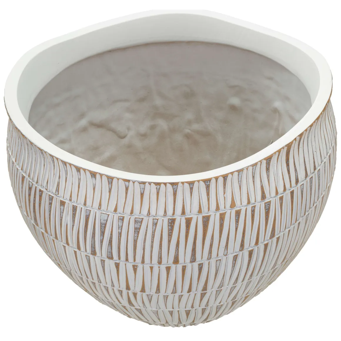 Vaso Bianco Beige Colore Struttura Beige Diametro 26.5 cm, - Celso