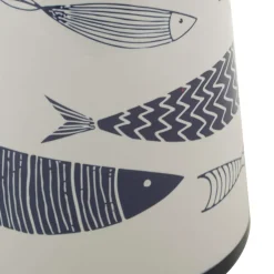 Oggettistica > Dmora Vaso Bianco blu Disegni con Pesci Colore Struttura blu, - Silva Blu, Bianco