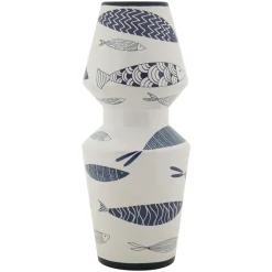 Vaso Bianco blu Disegni con Pesci Colore Struttura blu, - Verra