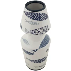 Vaso Bianco blu Disegni con Pesci Colore Struttura blu, - Verra