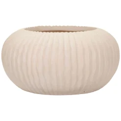Vaso Bianco Crema Finitura Scanalata Diametro 22 cm, Sfumatura Colore Struttura Crema - Arvid
