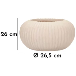 Vaso Bianco Crema Finitura Scanalata Diametro 22 cm, Sfumatura Colore Struttura Crema - Arvid