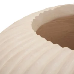 Vaso Bianco Crema Finitura Scanalata Diametro 22 cm, Sfumatura Colore Struttura Crema - Arvid