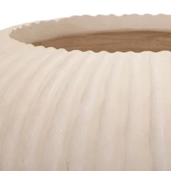 Vaso Bianco Crema Finitura Scanalata Diametro 22 cm, Sfumatura Colore Struttura Crema - Arvid