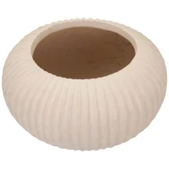 Vaso Bianco Crema Finitura Scanalata Diametro 22 cm, Sfumatura Colore Struttura Crema - Arvid