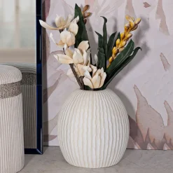 Vaso Bianco Crema Texture Irregolare Diametro 12.5 cm, Sfumatura Colore Struttura Crema - Galo