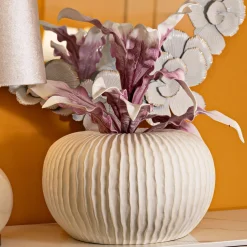 Vaso Bianco Crema Texture Irregolare Diametro 9.5 cm, Sfumatura Colore Struttura Crema - Famimiso