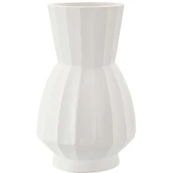 Oggettistica > Dmora Vaso Lavorazione Scanalata Diametro 16 cm, - Darehamo Bianco