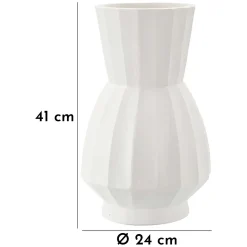 Oggettistica > Dmora Vaso Lavorazione Scanalata Diametro 16 cm, - Darehamo Bianco