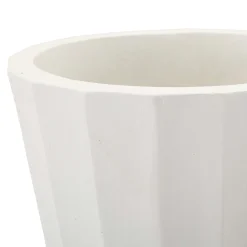 Oggettistica > Dmora Vaso Lavorazione Scanalata Diametro 16 cm, - Darehamo Bianco