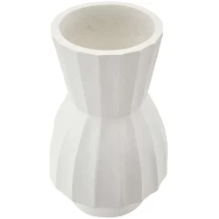 Oggettistica > Dmora Vaso Lavorazione Scanalata Diametro 16 cm, - Darehamo Bianco