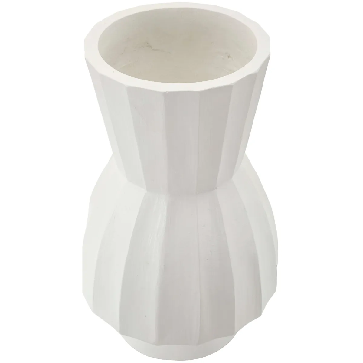Oggettistica > Dmora Vaso Lavorazione Scanalata Diametro 16 cm, - Darehamo Bianco