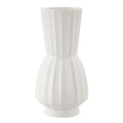 Vaso Bianco Lavorazione Scanalata Diametro 16.5 cm, - Daranita