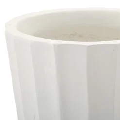 Vaso Bianco Lavorazione Scanalata Diametro 16.5 cm, - Daranita