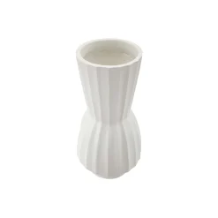 Vaso Bianco Lavorazione Scanalata Diametro 16.5 cm, - Daranita