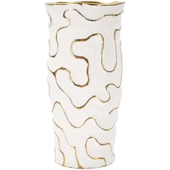 Oggettistica > Dmora Vaso Bianco oro Colore Struttura oro, - Banenoha Oro, Bianco