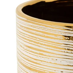 Vaso Bianco oro set 2 Vasi Colore Struttura oro, Diametro Vaso Grande: 21, Vaso Piccolo: 16 cm - Bano