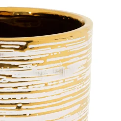Vaso Bianco oro set 2 Vasi Colore Struttura oro, Diametro Vaso Grande: 21, Vaso Piccolo: 16 cm - Bano