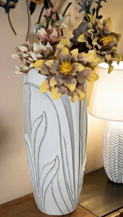 Oggettistica|Vasi > Dmora Vaso Brabbia, 31x31 h69 cm, Bianco