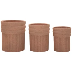 Vaso Marrone Terracotta set 3 Vasi Diametro Vaso Grande: 37, Vaso Medio: 32, Vaso Piccolo: 27 cm, Sfumatura Colore Struttura Terracotta - Gafase