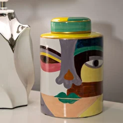 Vaso Multicolore Disegno Moderno Diametro 8 cm, - Basa