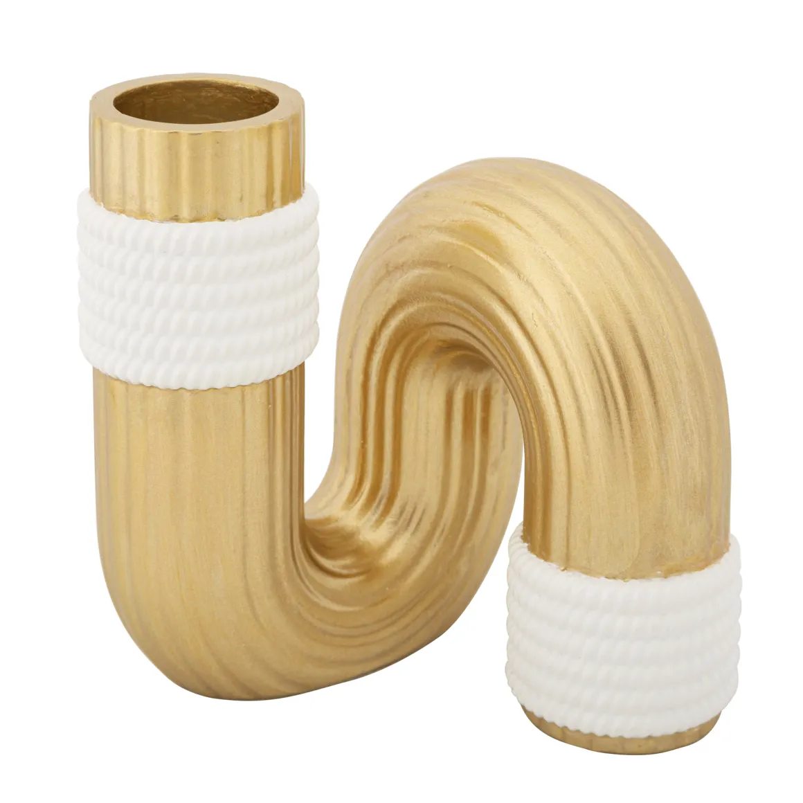 Oggettistica > Dmora Vaso oro Bianco Colore Struttura Bianco Materiale Struttura in Tessuto, - Teren Bianco, Oro