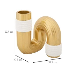 Oggettistica > Dmora Vaso oro Bianco Colore Struttura Bianco Materiale Struttura in Tessuto, - Teren Bianco, Oro