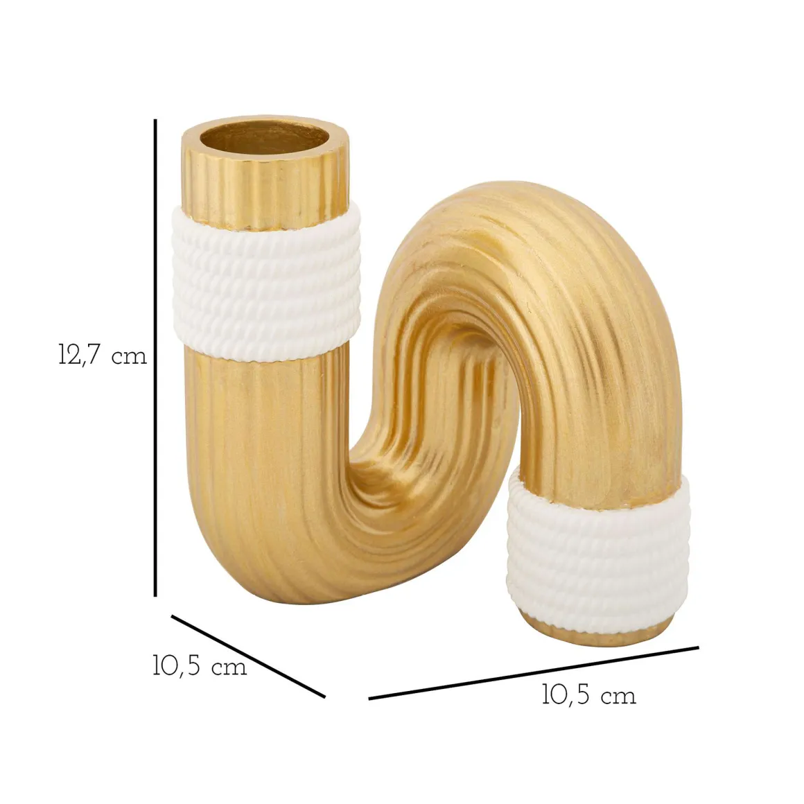 Oggettistica > Dmora Vaso oro Bianco Colore Struttura Bianco Materiale Struttura in Tessuto, - Teren Bianco, Oro