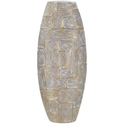 Vaso oro Bianco Disegni con Linee Geometriche Colore Struttura Bianco, - Bamorasi