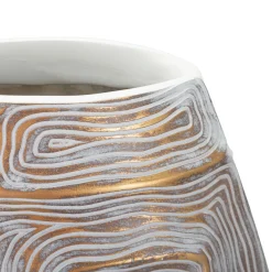 Vaso oro Bianco Disegni con Linee Geometriche Colore Struttura Bianco, - Bamorasi