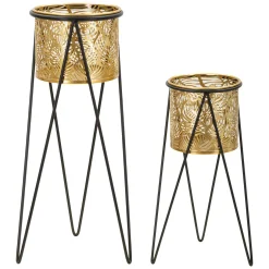 Vaso oro Nero set 2 Vasi, Portavasi Rimovibili Colore Struttura Nero, - ElTocu