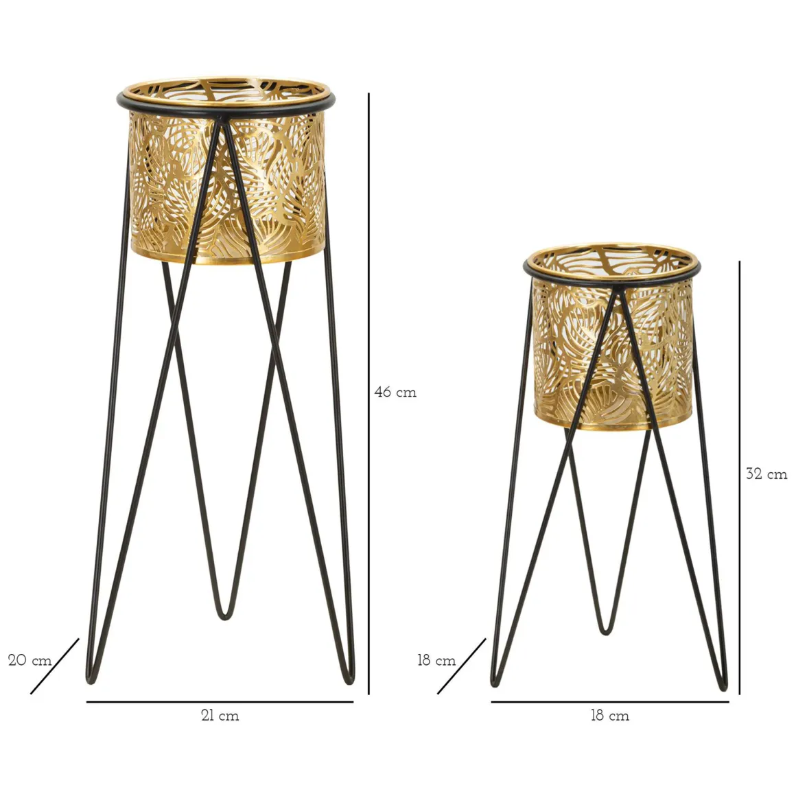 Vaso oro Nero set 2 Vasi, Portavasi Rimovibili Colore Struttura Nero, - ElTocu