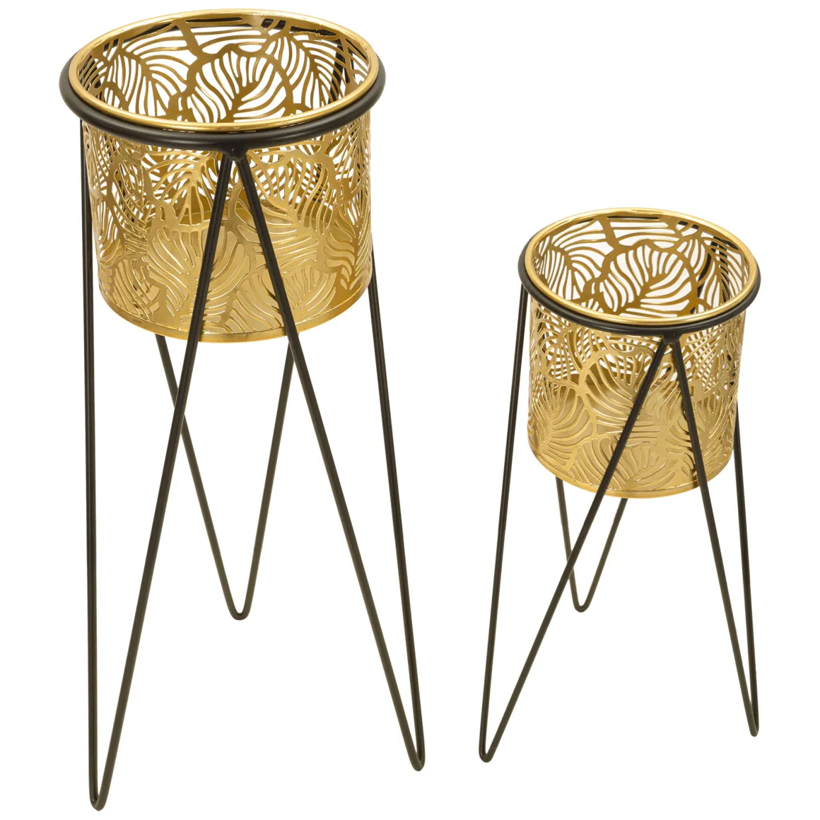 Vaso oro Nero set 2 Vasi, Portavasi Rimovibili Colore Struttura Nero, - ElTocu